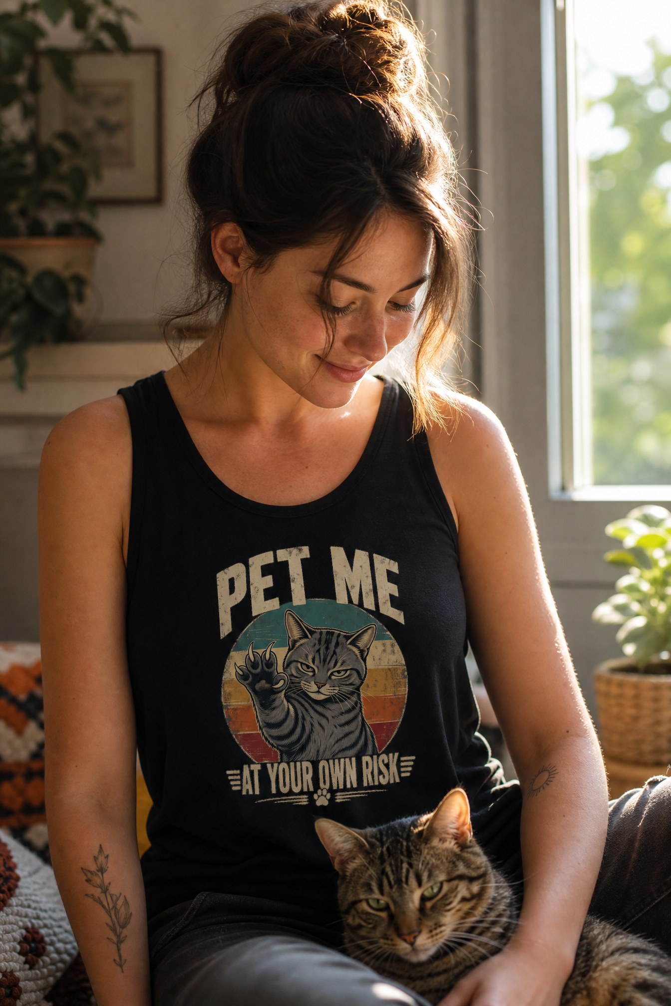 Person wearing a Cranky Kitten tank top
