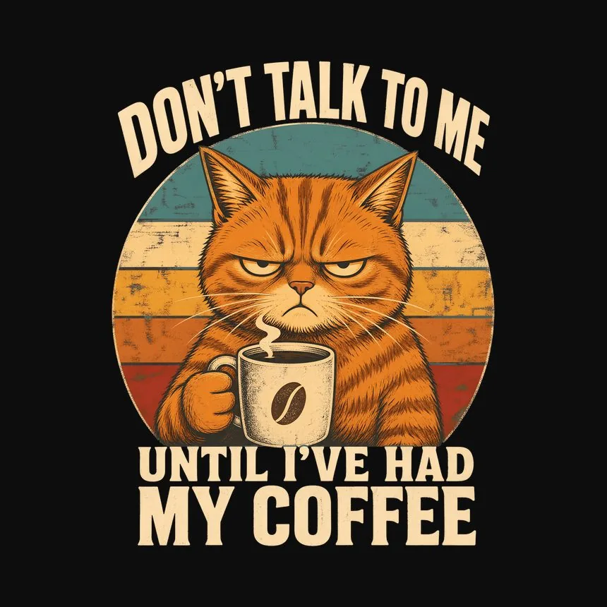 Don't Talk To Me Before Coffee Cat Retro — funny cat hoodie