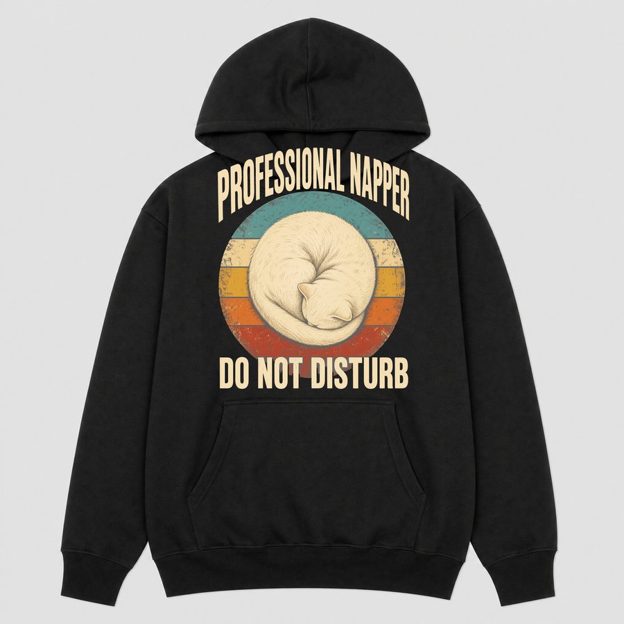 Professional Napper Lazy Cat Retro Design — funny cat hoodie