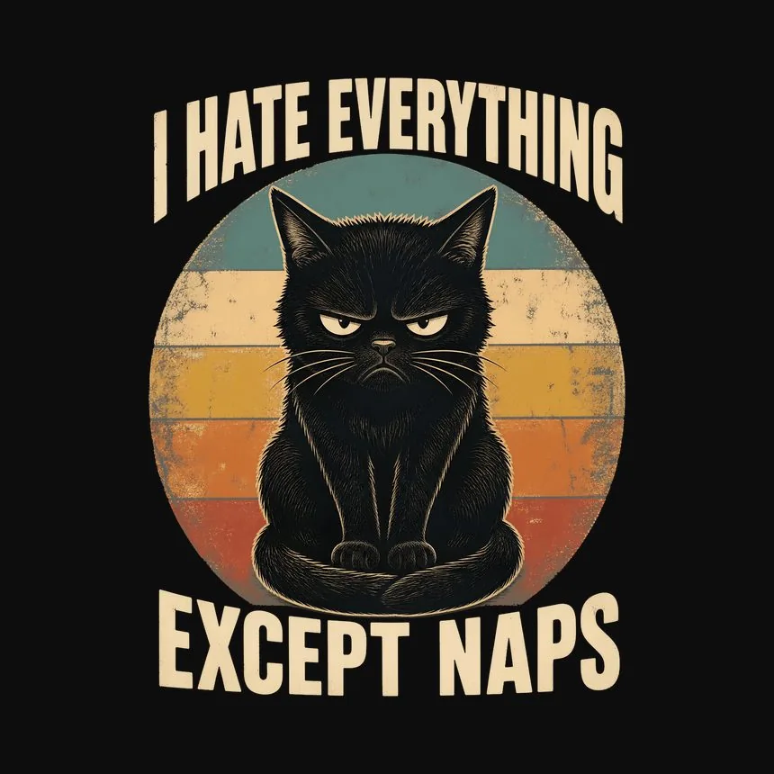 I Hate Everything Except Naps Cat Retro — funny cat hoodie