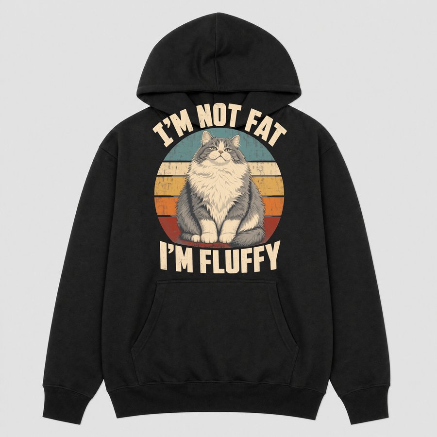 I'm Not Fat I'm Fluffy Sarcastic Cat Retro — funny cat hoodie
