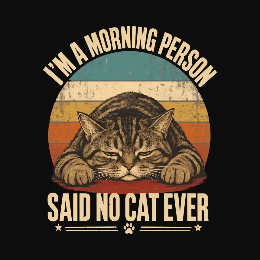 Morning Person Said No Cat Ever Retro Cat — funny cat hoodie