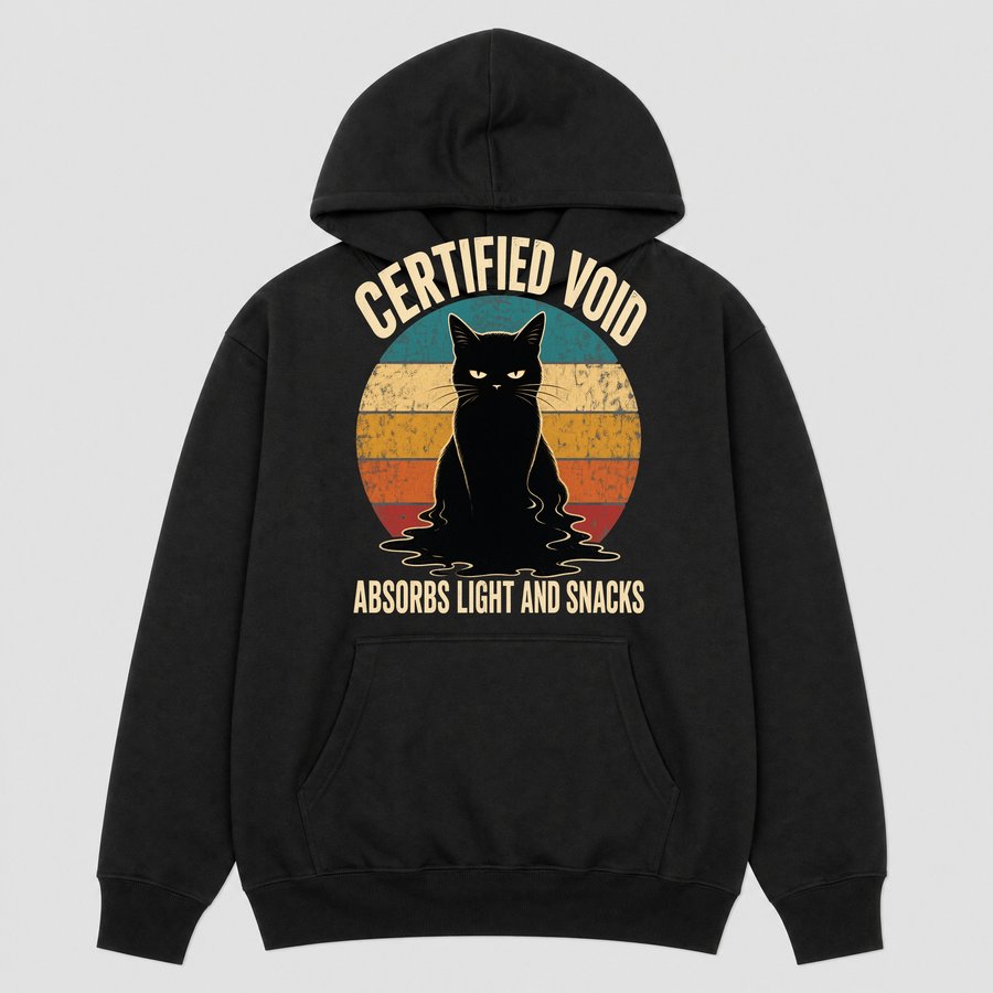 Certified Void Black Cat Sarcastic Retro — funny cat hoodie