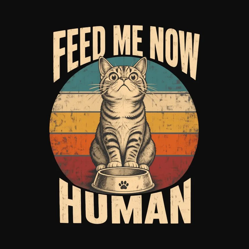 Feed Me Now Human Demanding Cat Retro — funny cat hoodie