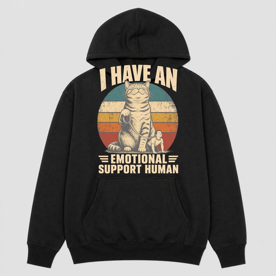 Emotional Support Human Sarcastic Cat Retro — funny cat hoodie