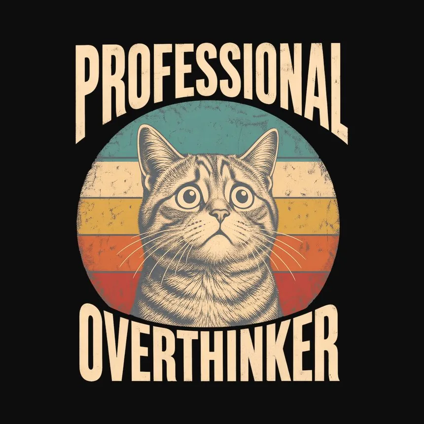 Professional Overthinker Anxious Cat Retro — funny cat hoodie