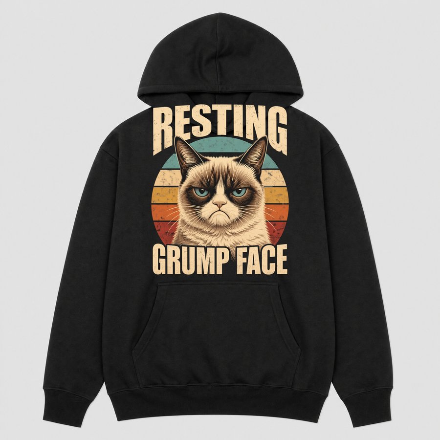Resting Grump Face Grumpy Cat Retro Design — funny cat hoodie