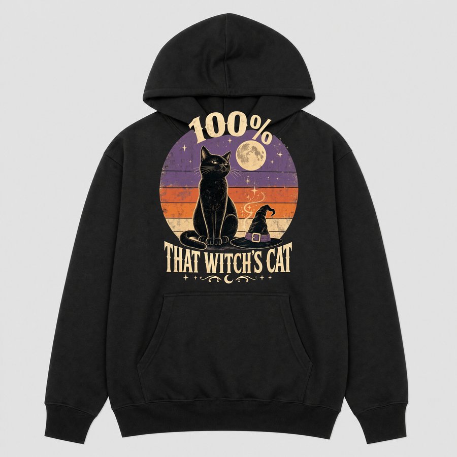 100 Percent That Witchs Cat Black Cat Retro — funny cat hoodie