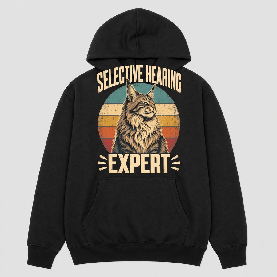 Selective Hearing Expert Maine Coon Retro — funny cat hoodie