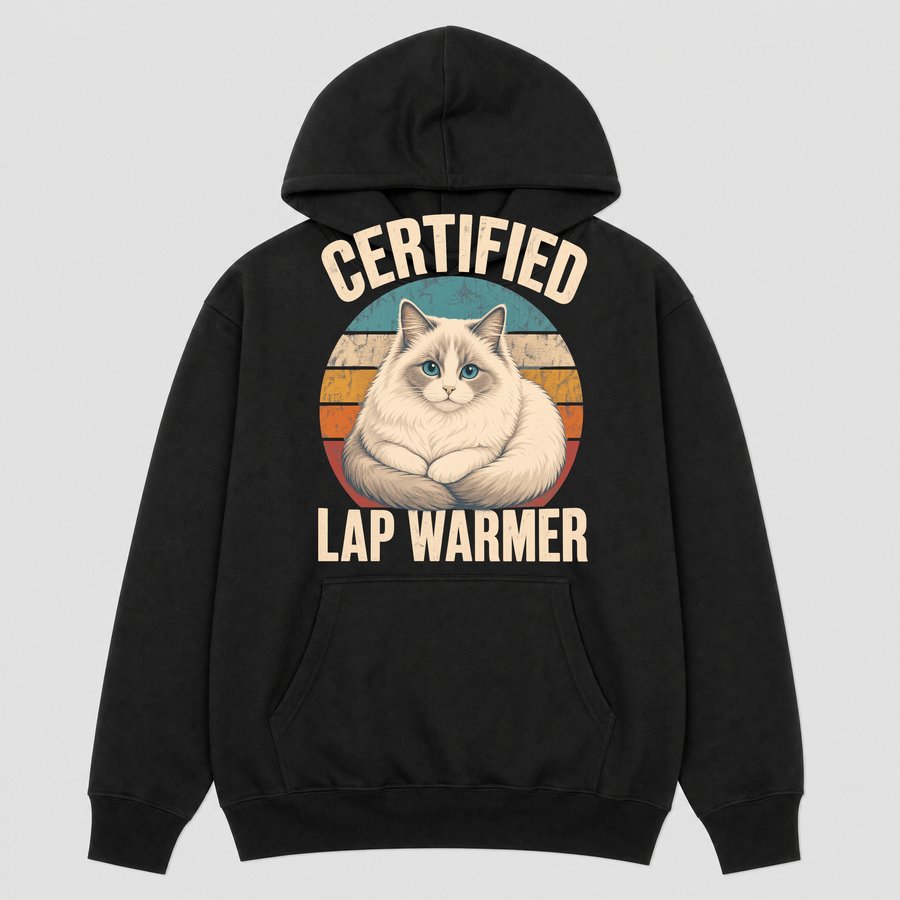 Certified Lap Warmer Fluffy Cat Retro — funny cat hoodie