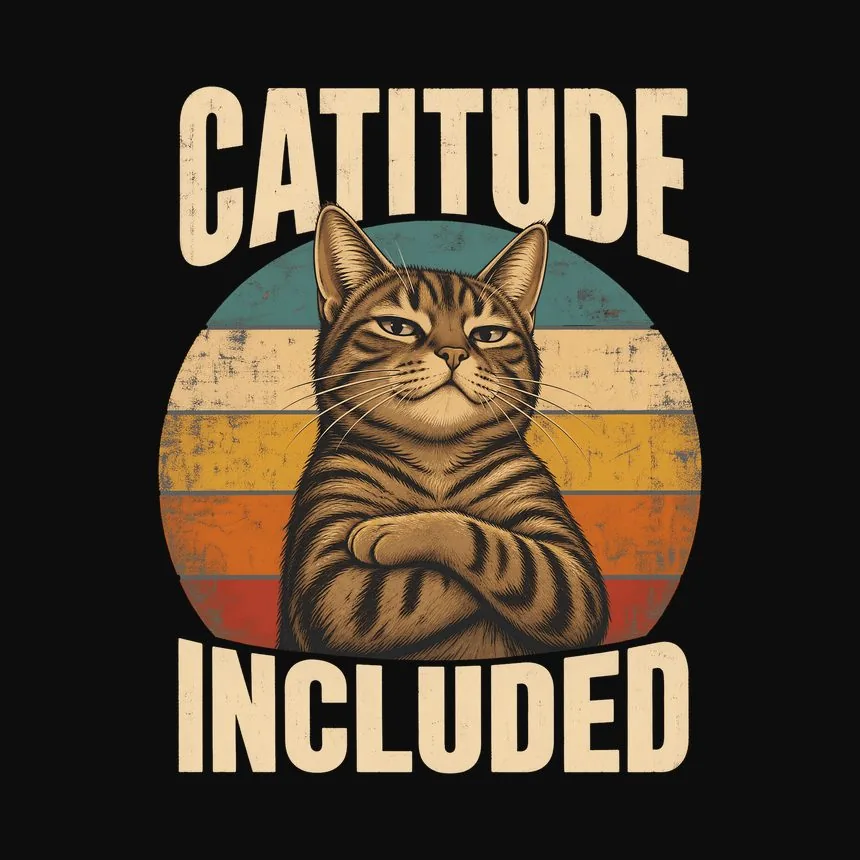Catitude Included Sassy Tabby Cat Retro — funny cat hoodie