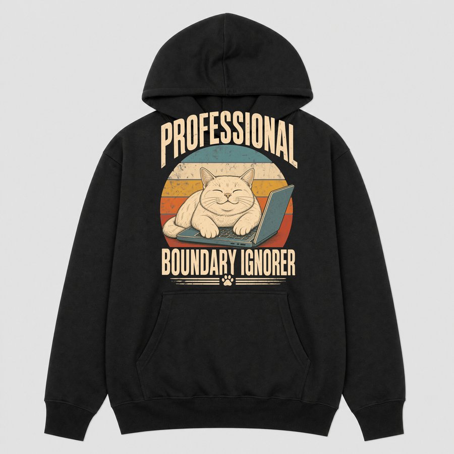 Professional Boundary Ignorer Cat Retro — funny cat hoodie