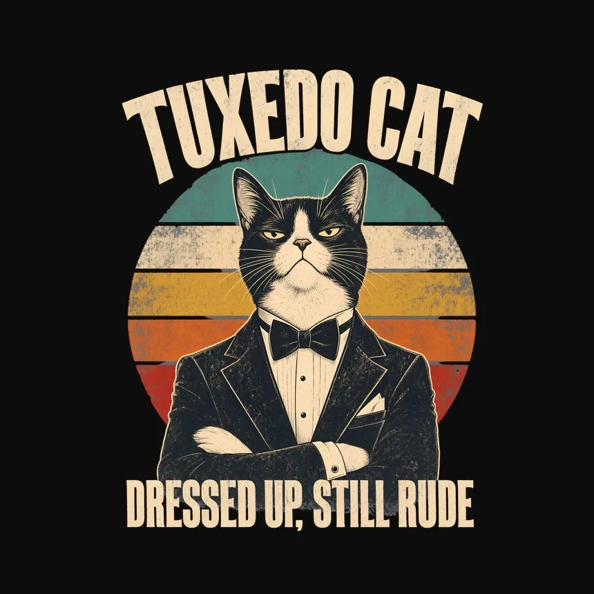 Tuxedo Cat Dressed Up, Still Rude Retro Cat Design — funny cat hoodie
