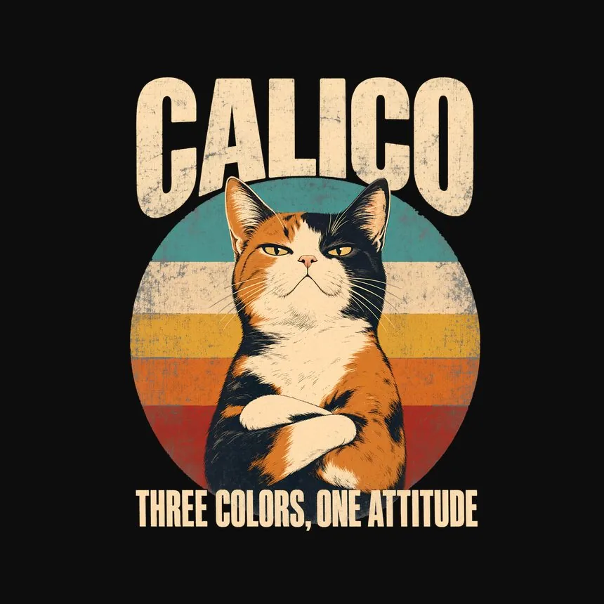Calico Three Colors, One Attitude Retro Cat Design — funny cat hoodie