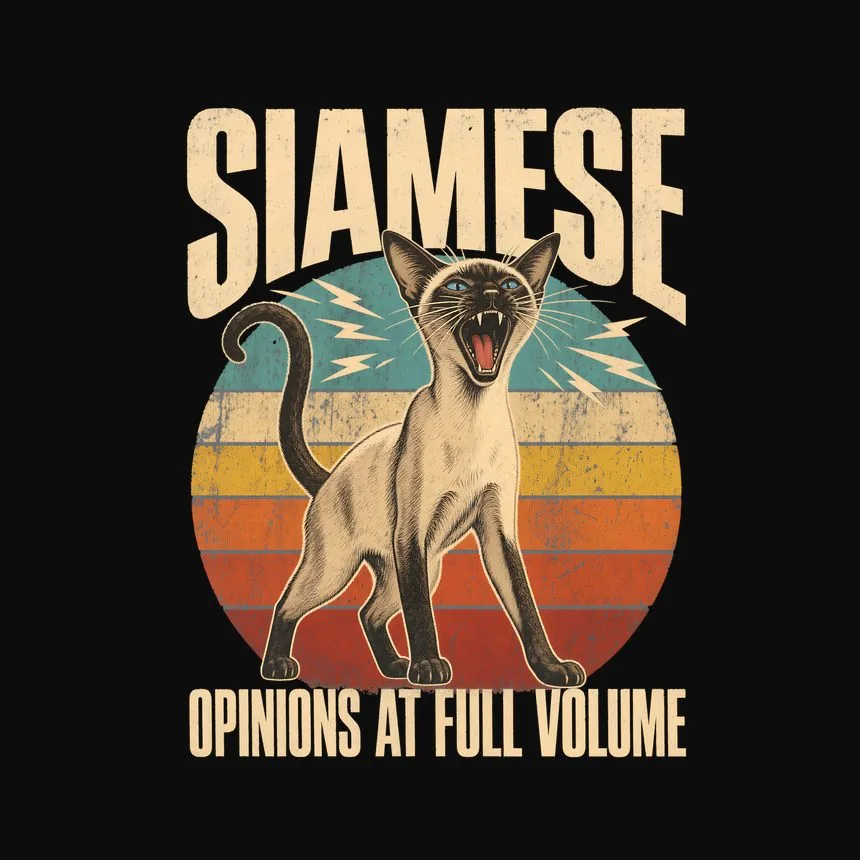 Siamese Opinions At Full Volume Retro Cat Design — funny cat hoodie