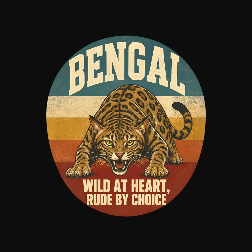 Bengal Wild At Heart, Rude By Choice Cat Design — funny cat hoodie