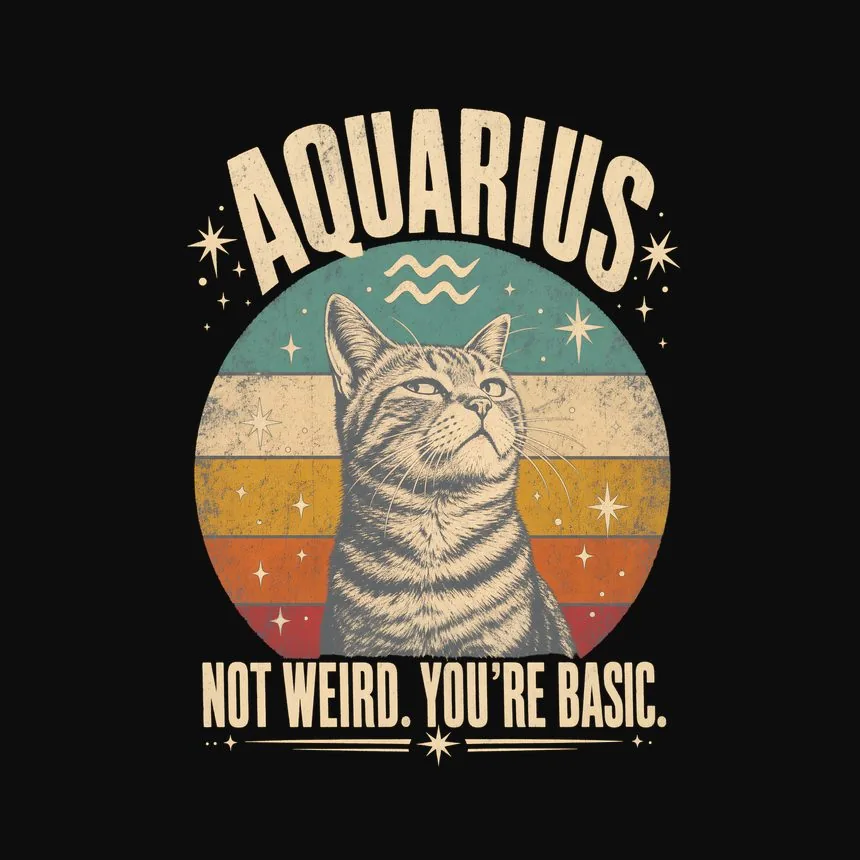 Aquarius Not Weird. You'Re Basic. Retro Cat Design — funny cat hoodie