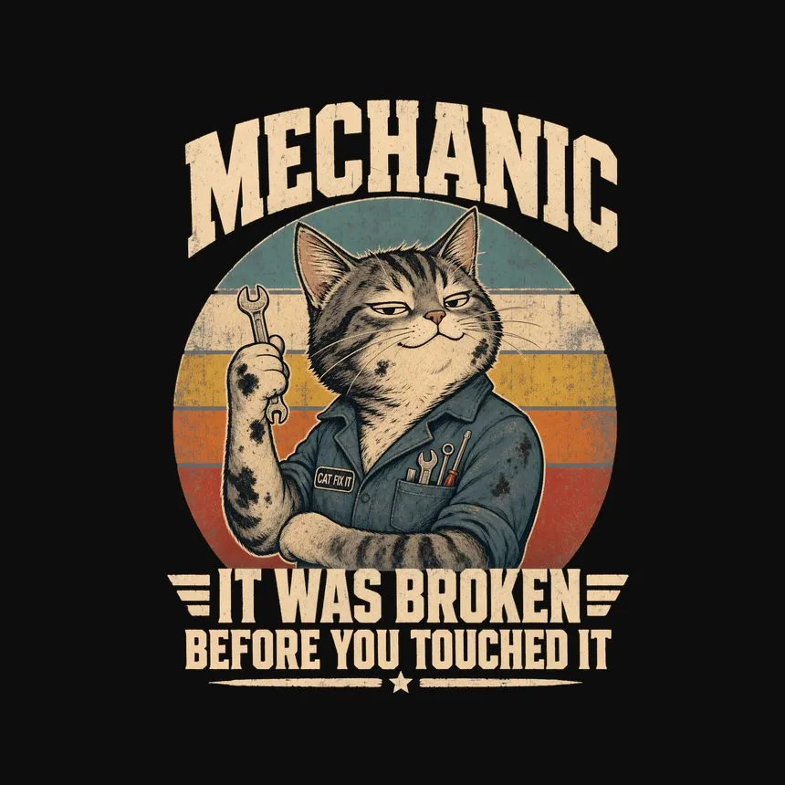 Mechanic It Was Broken Before You Touched It — funny cat hoodie