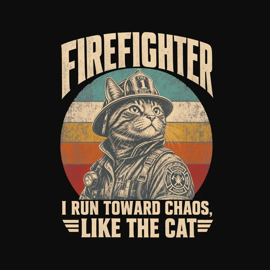 Firefighter I Run Toward Chaos, Like The Cat — funny cat hoodie