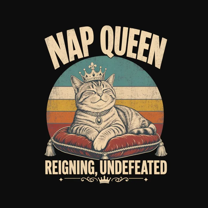 Nap Queen Reigning, Undefeated Retro Cat Design — funny cat hoodie