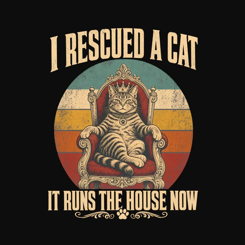 I Rescued A Cat It Runs The House Now Cat Design — funny cat hoodie