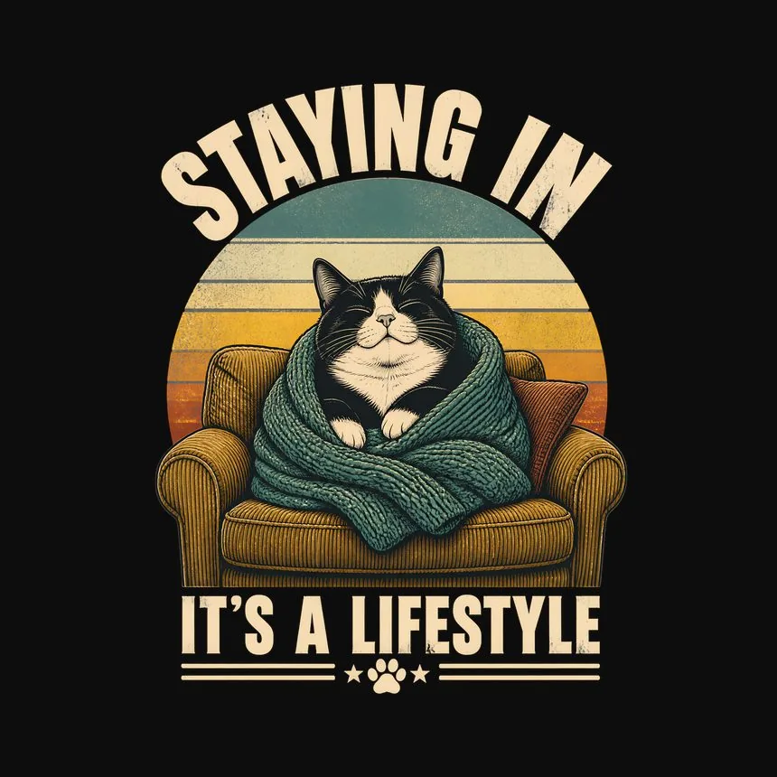 Staying In It's a Lifestyle Cat — funny cat hoodie