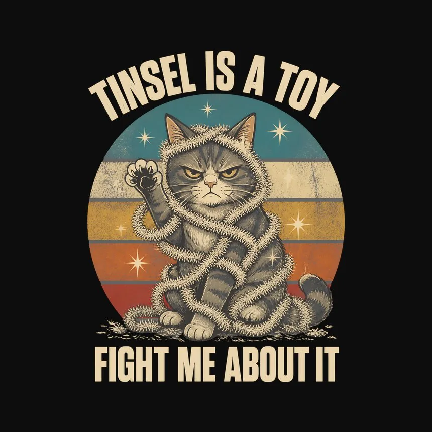 Tinsel Is A Toy Fight Me Naughty Xmas Cat — funny cat hoodie