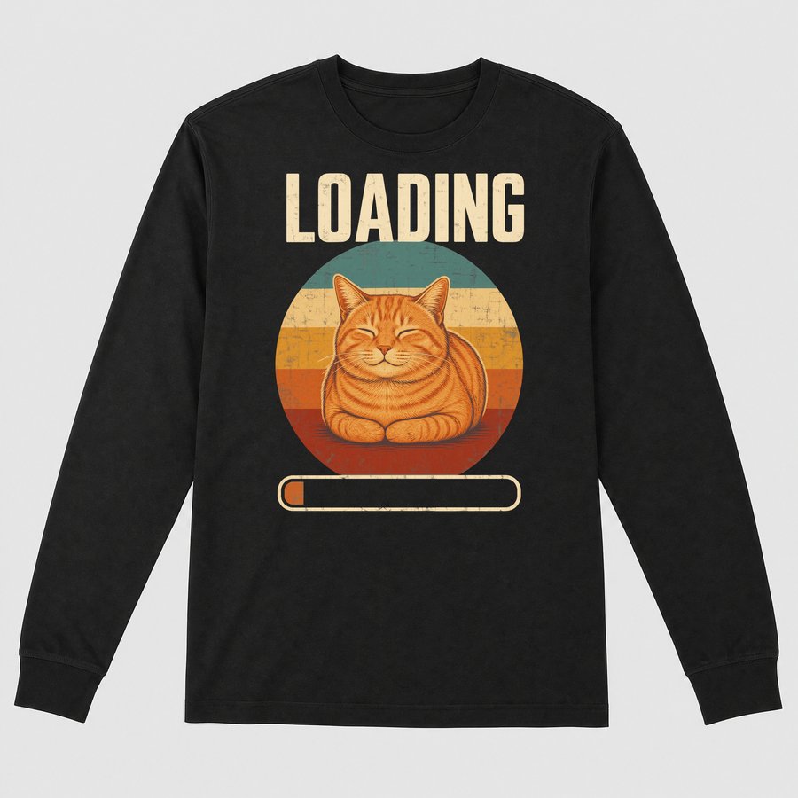Loading Cat Loaf Mode Lazy Cat Retro — funny cat long sleeve