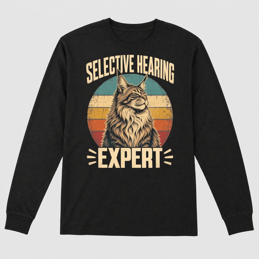 Selective Hearing Expert Maine Coon Retro — funny cat long sleeve