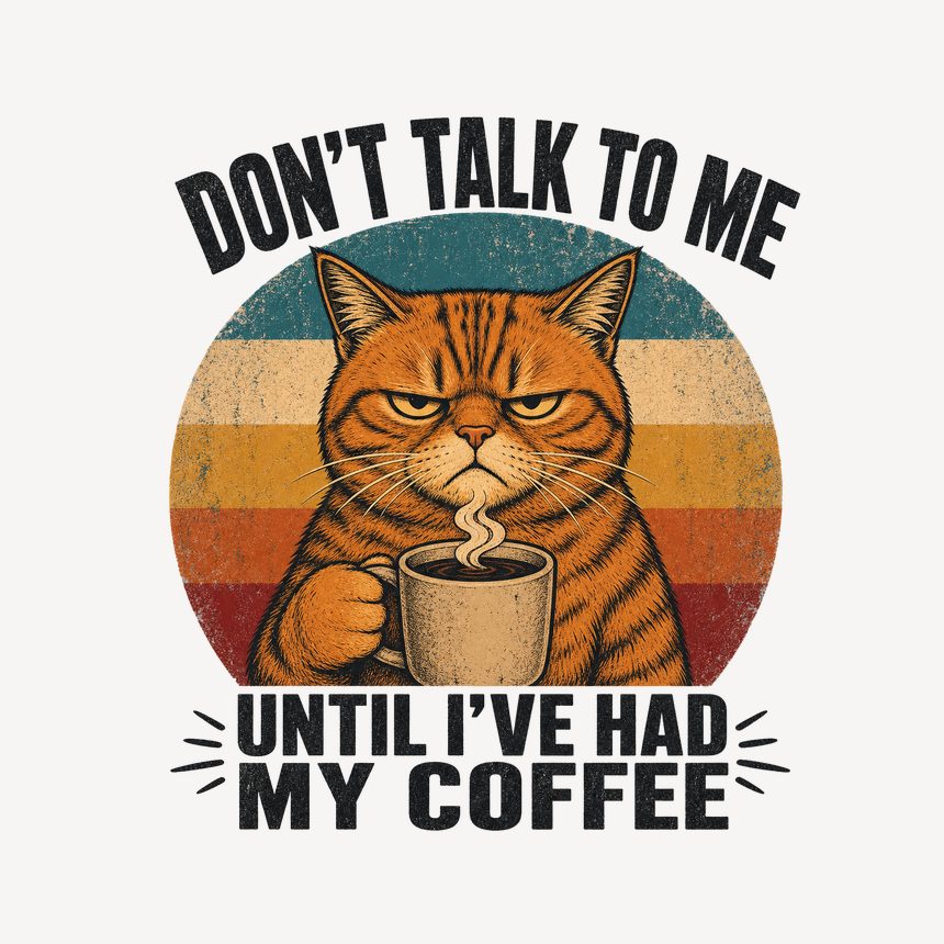 Don't Talk To Me Before Coffee Cat Retro — funny cat mug