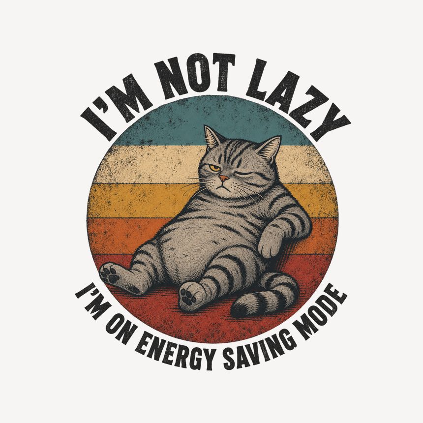 Energy Saving Mode Lazy Cat Retro Design — funny cat mug