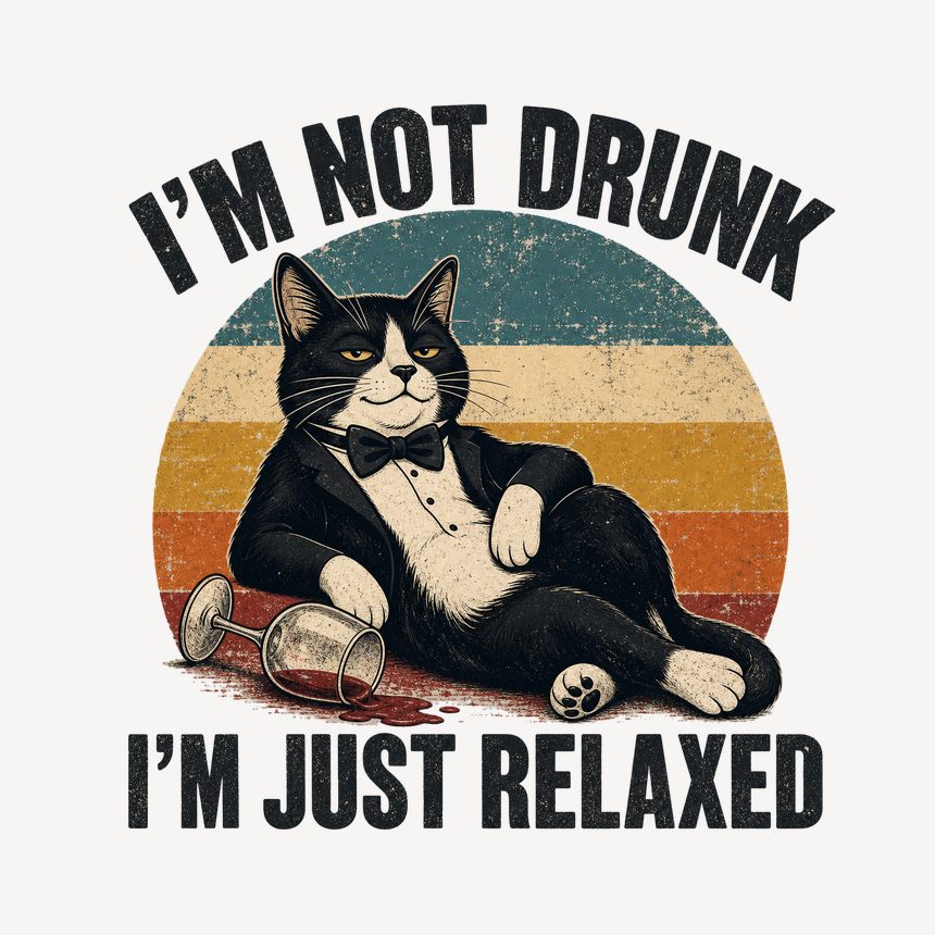 I'm Not Drunk Just Relaxed Wine Cat Retro — funny cat mug