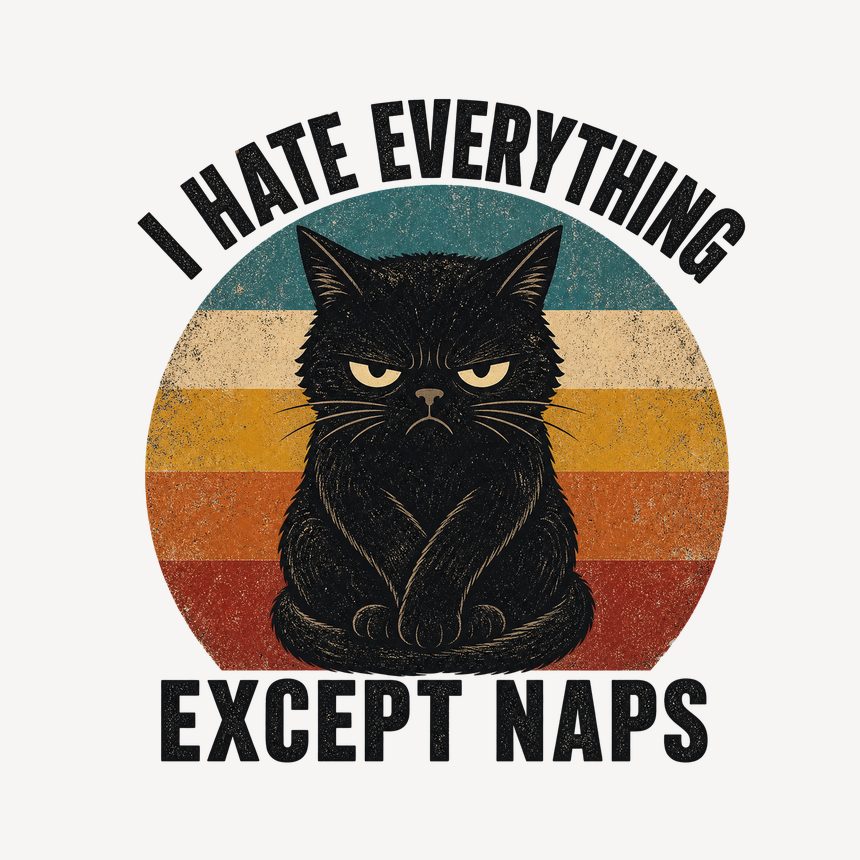 I Hate Everything Except Naps Cat Retro — funny cat mug