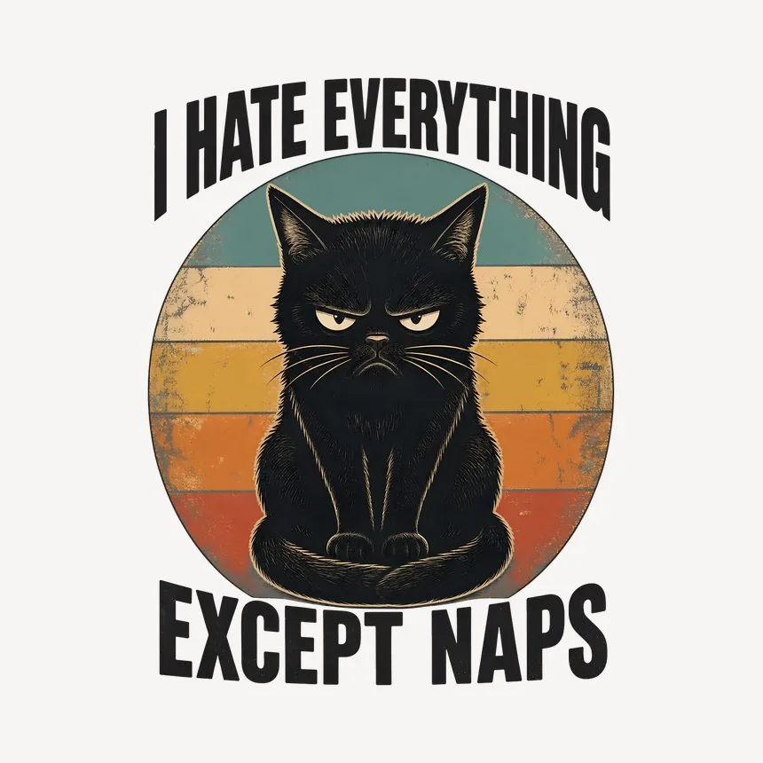 I Hate Everything Except Naps Cat Retro — funny cat mug