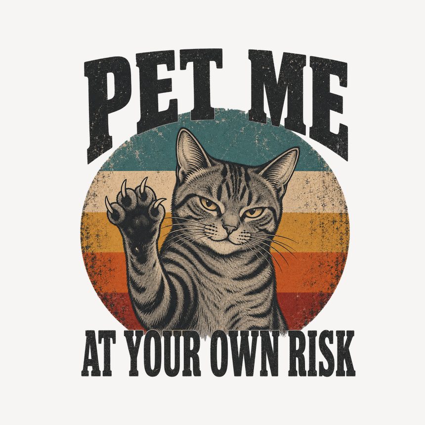 Pet Me At Own Risk Sassy Cat Retro Design — funny cat mug