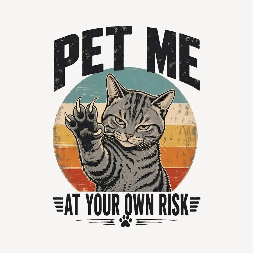 Pet Me At Own Risk Sassy Cat Retro — funny cat mug