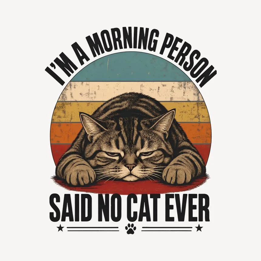 Morning Person Said No Cat Ever Retro Cat — funny cat mug