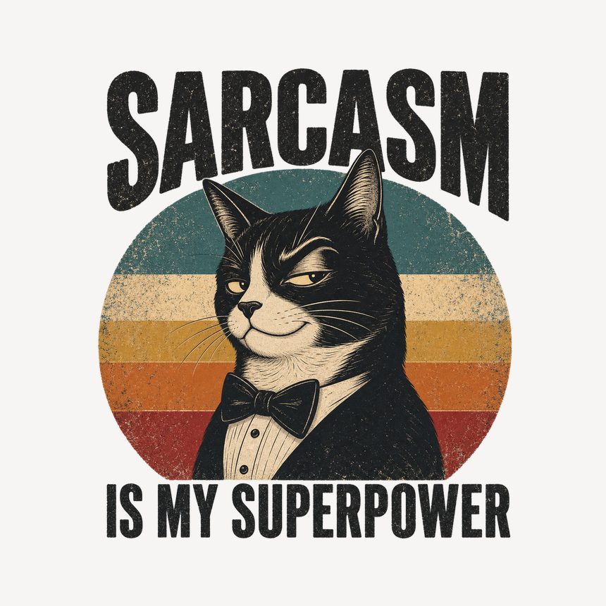 Sarcasm Is My Superpower Sassy Cat Retro — funny cat mug