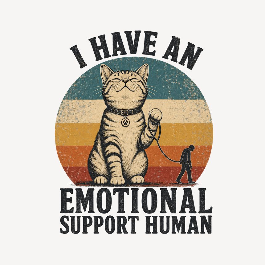 Emotional Support Human Sarcastic Cat Retro — funny cat mug