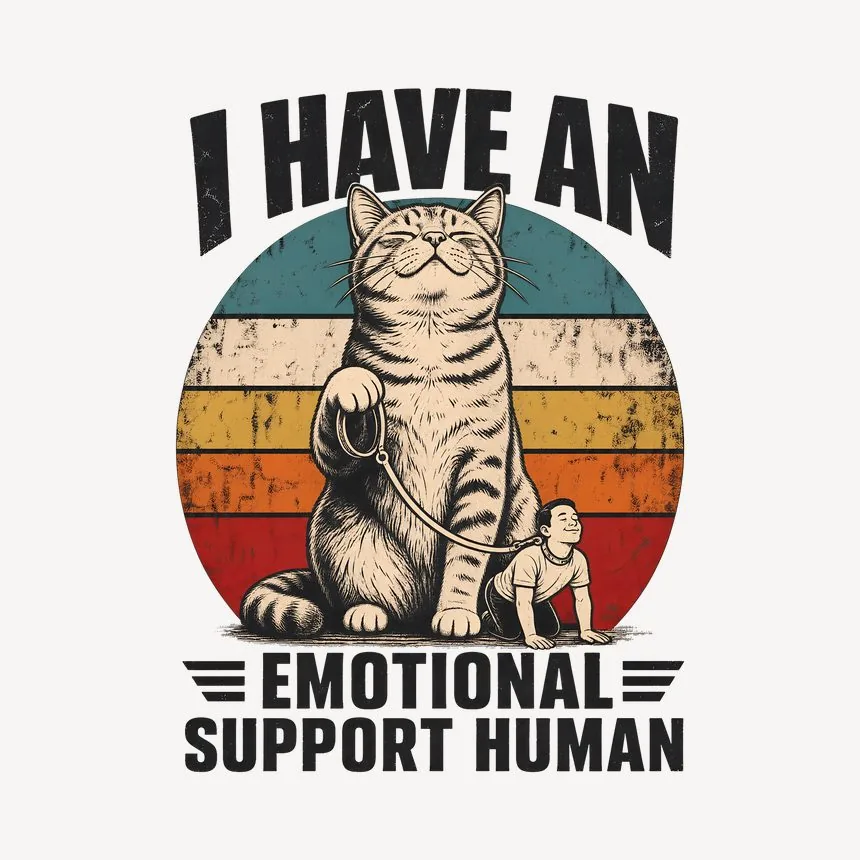 Emotional Support Human Sarcastic Cat Retro — funny cat mug