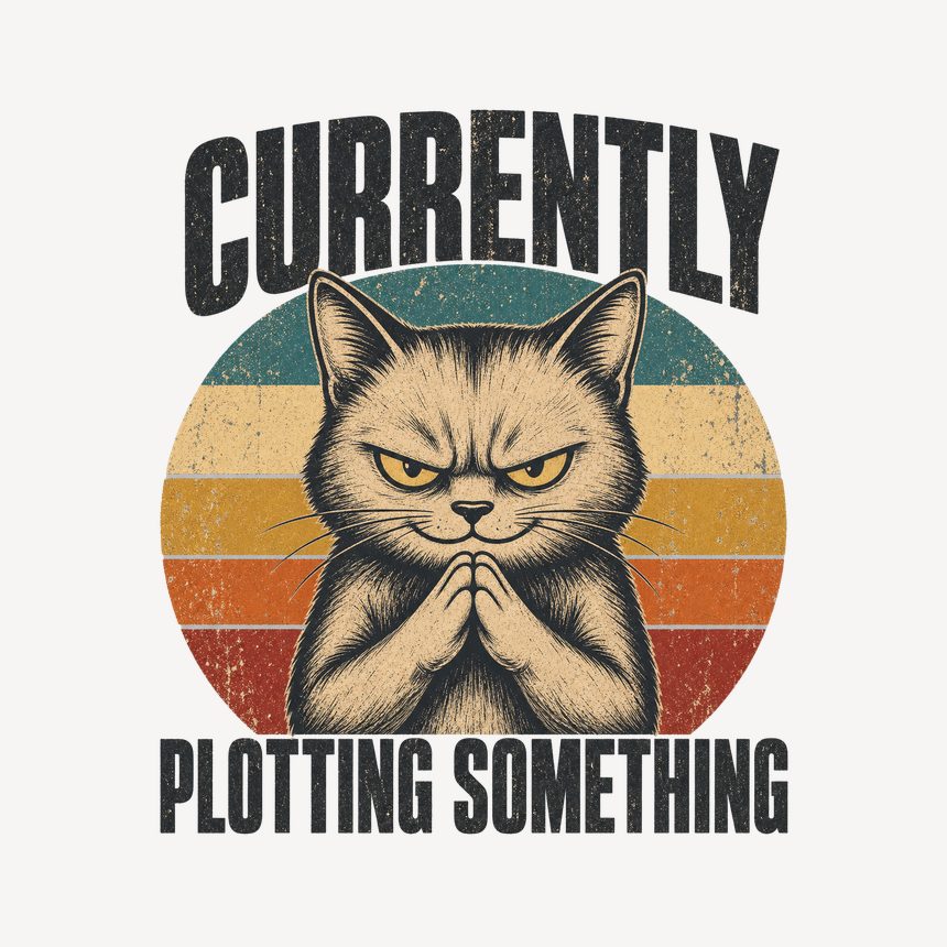 Currently Plotting Something Sneaky Cat Retro — funny cat mug