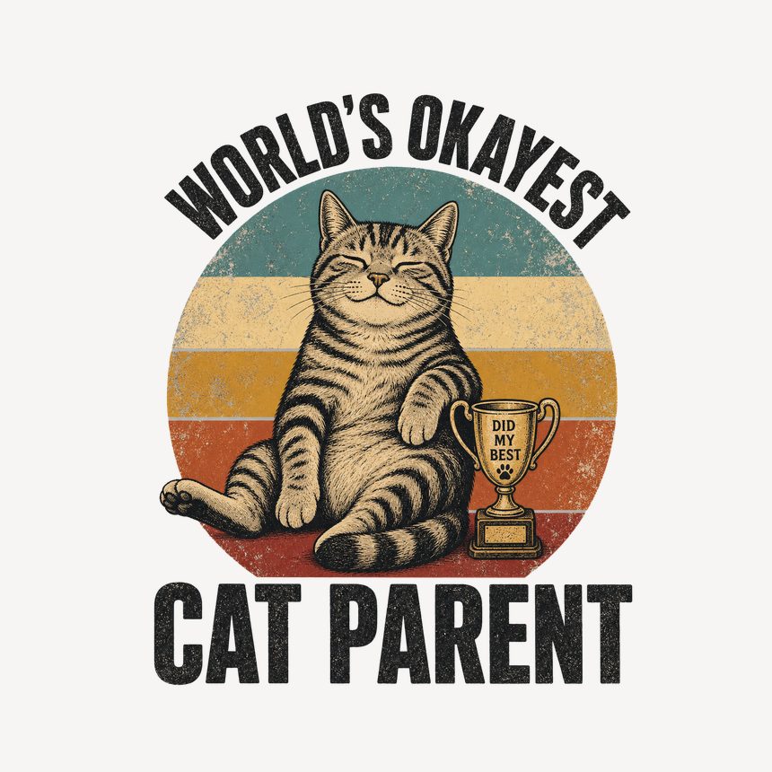 Worlds Okayest Cat Parent Retro Cat Design — funny cat mug