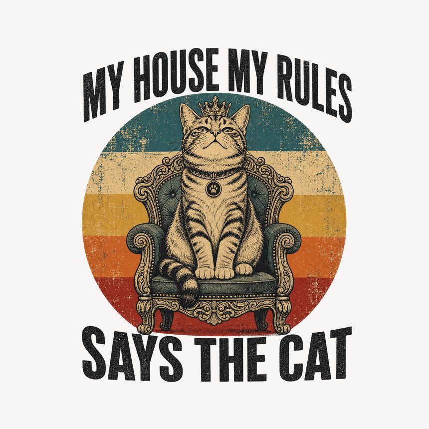 My House My Rules Says The Cat Retro Design — funny cat mug