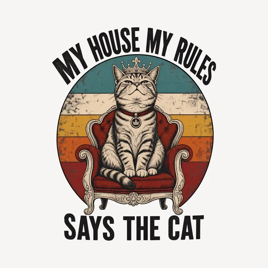 My House My Rules Says The Cat Retro — funny cat mug