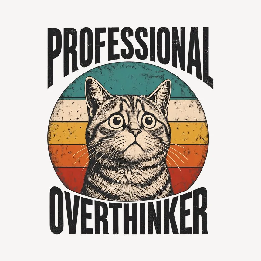 Professional Overthinker Anxious Cat Retro — funny cat mug