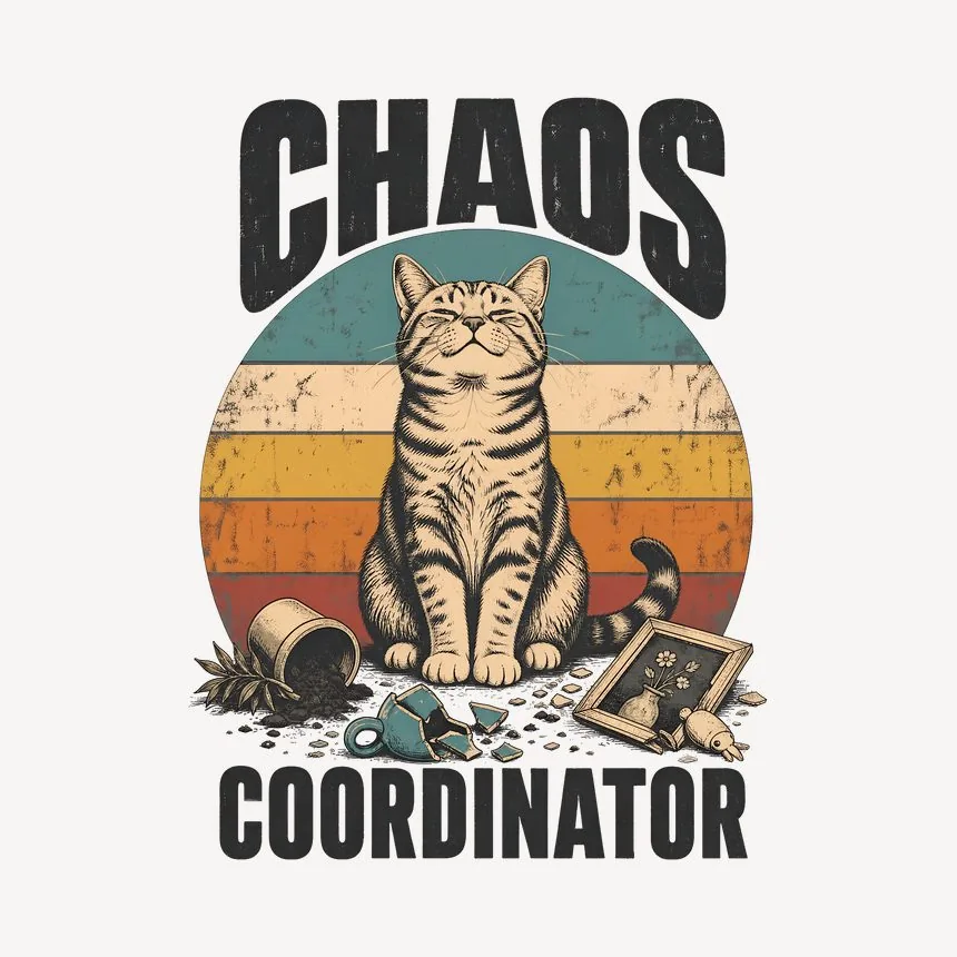 Chaos Coordinator Mischief Cat Retro — funny cat mug