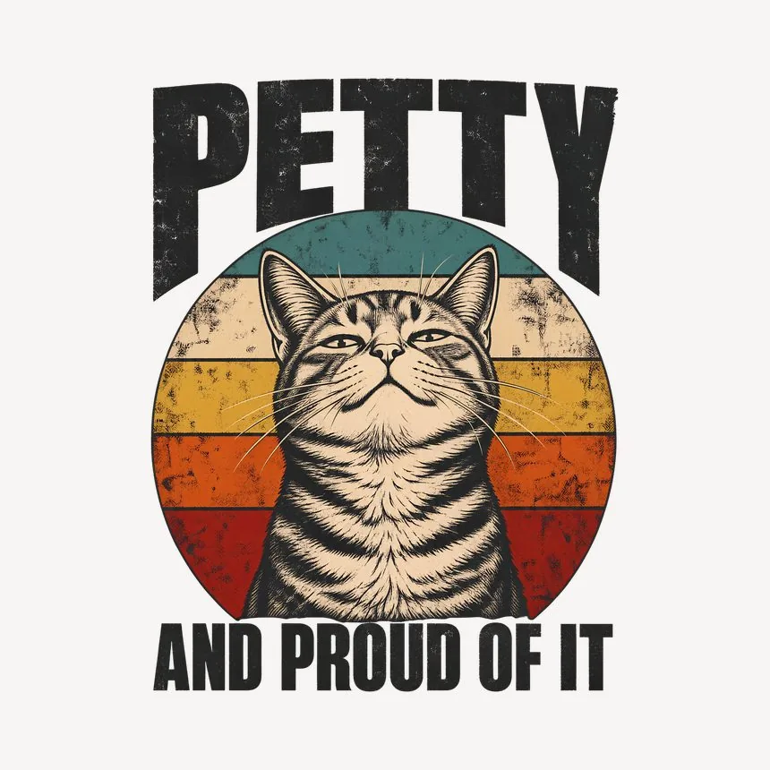 Petty And Proud Of It Sassy Cat Retro — funny cat mug