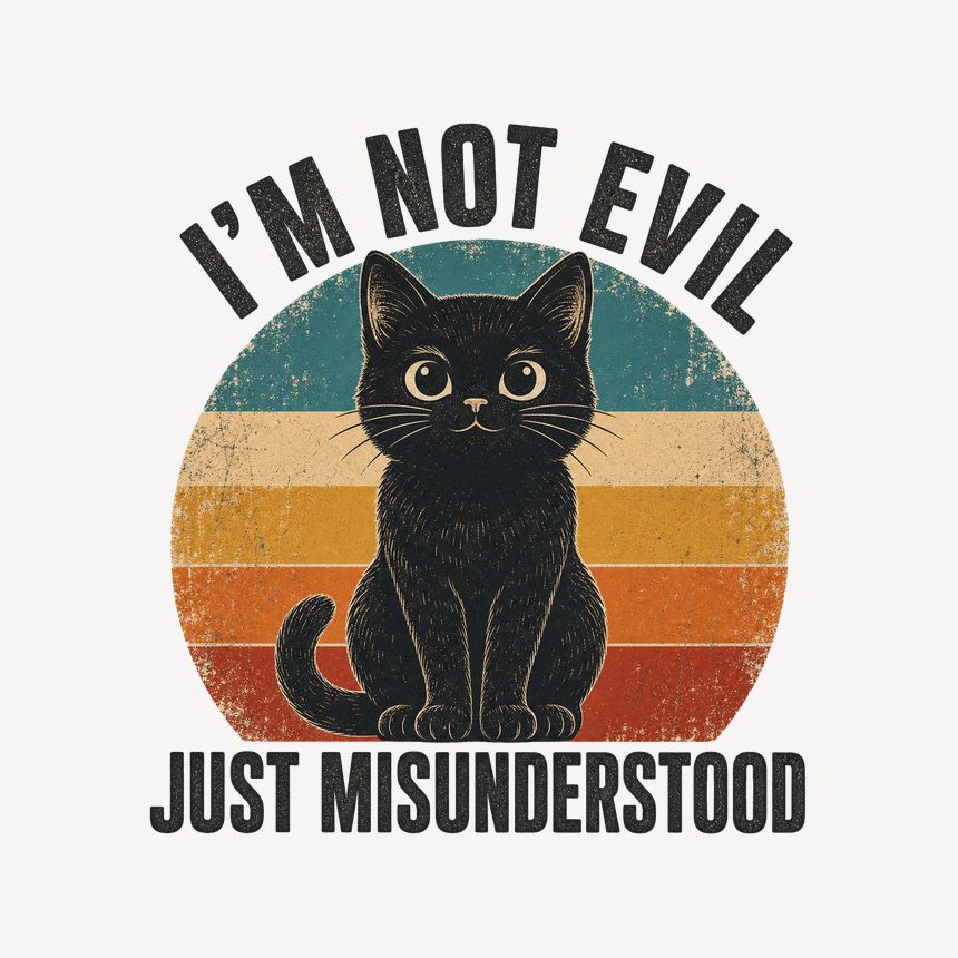Not Evil Just Misunderstood Black Cat Retro — funny cat mug