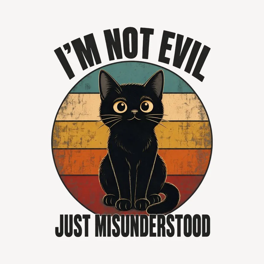 Not Evil Just Misunderstood Black Cat Retro — funny cat mug