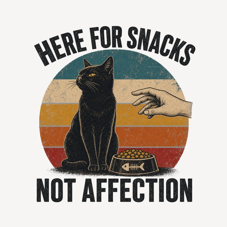 Here For Snacks Not Affection Black Cat Retro — funny cat mug